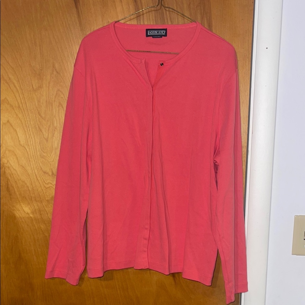 Lands End Button Up Cardigan Sweater Top